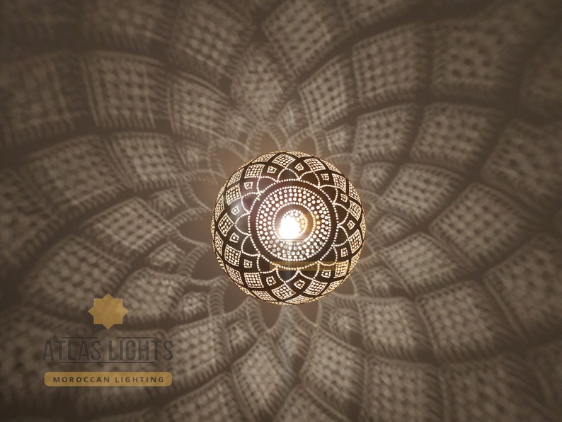 Moroccan Pendant Light , Moroccan Lamp, Fixture Lights Brass Closed Bottom , Moroccan Lampshades Handmade, New Home Decor Lighting image 7