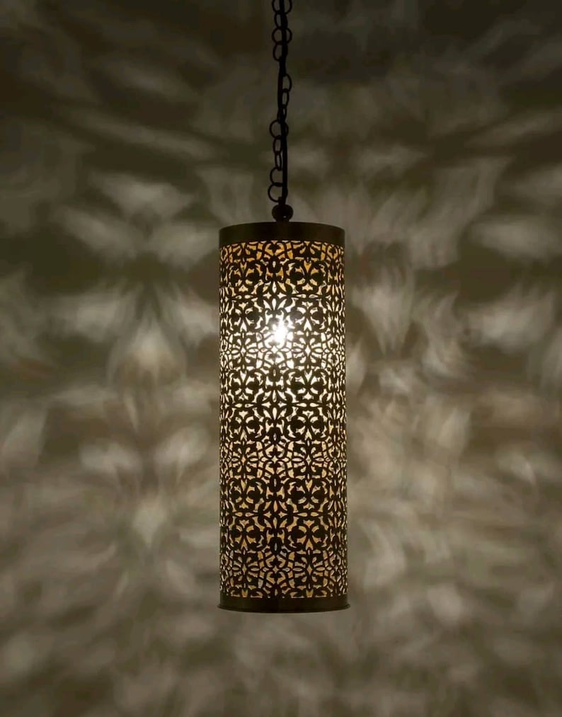 Gold Cylinder Pendant Light image 0
