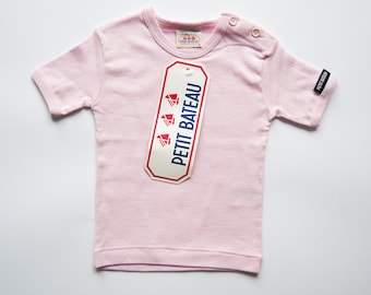 Vintage pink t-shirt for baby Vintage girl t-shirt 6 months Infant short sleeve tee shirt Vintage kid clothing New with tags Petit Bateau