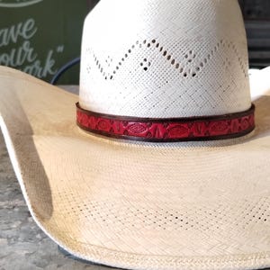 Stamped Leather Hatband/ Cowboy Hatband/ Tooled leather Hatband