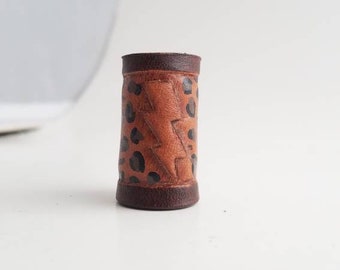 Tooled Leather Bandana/ Wildrag Slide/ Cheetah Print Wildrag Slide/ Lightning Bolt with Cheetah Print/ Carved Leather/ Southwestern/ Cowgirl