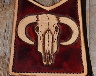 Bullskull Card Wallet/ Tooled Leather Card Wallet/ Western Wallet/ Cowboy Wallet