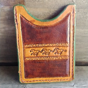 Run Horse Run Card Wallet/ Tooled Leather Wallet/ Card Wallet/ Wild Horses/ Cowboy/ Cowgirl
