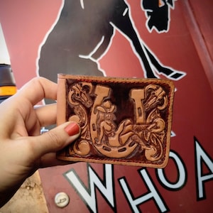 Classy Cowgirl Leather Wallet/ Tooled Leather Wallet/ Mens Bifold Wallet