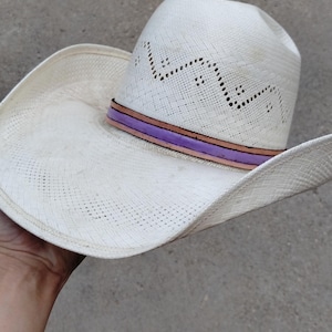 Lavender Cowboy Hatband/ Tooled Leather Hatband/ Handmade Cowboy Hat Band/ Cowgirl