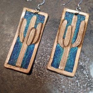 Saguaro Cactus Earrings/ Tooled Leather Earrings