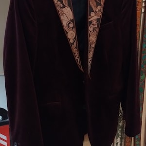 The Gambler Jacket/ Tooled Leather Men's Jacket/ Velvet mens blazer