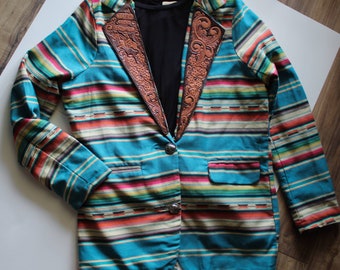 Tough Luck Cowboy Jacket/ Tooled Leather Serape Blazer