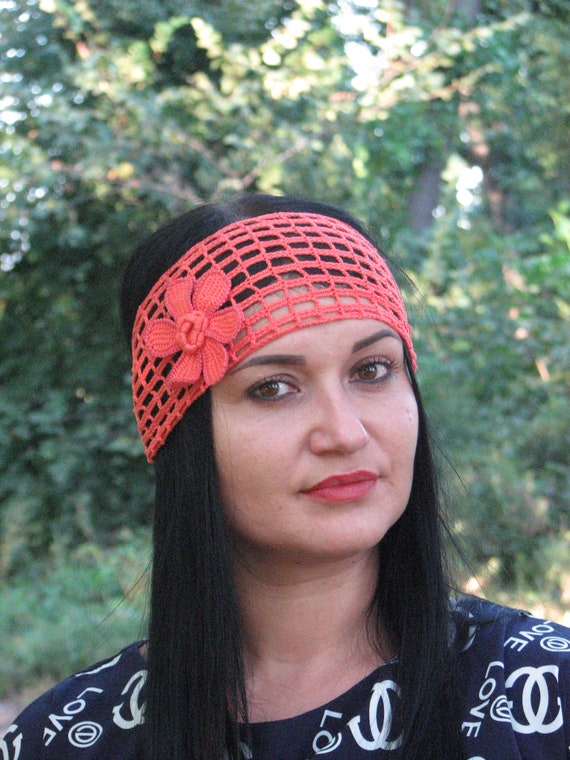 Headband Cotton Crochet Flower Lace Crochet Bandana Bibs Beach Etsy