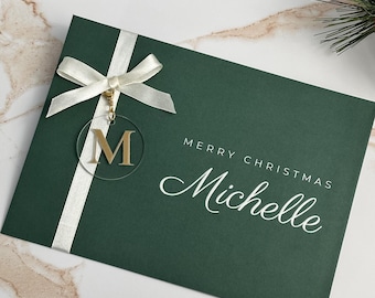 Personalized Handmade Christmas Envelope with Acrylic Keepsake, Stocking Stuffers Idea, Christmas Money Holder, Christmas Cards Envelope