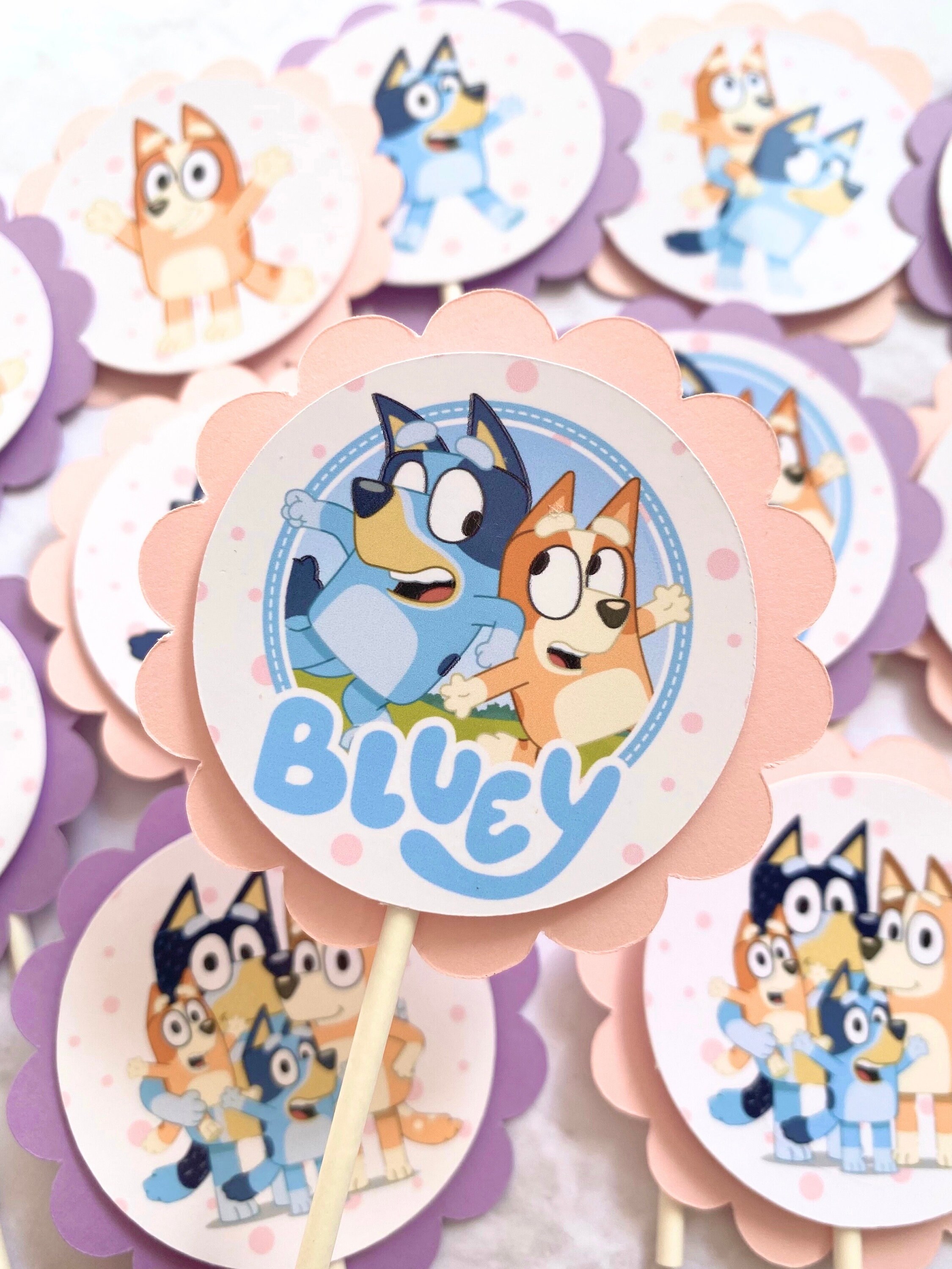 Layered Bluey Cupcake Toppers