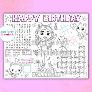 Gabby Happy Birthday Kleurplaat, Activiteitenvel Poppenhuis, Afdrukbare Gabby Coloring, Activiteitenvel Verjaardag, Verjaardagsspelletjes, Placemat