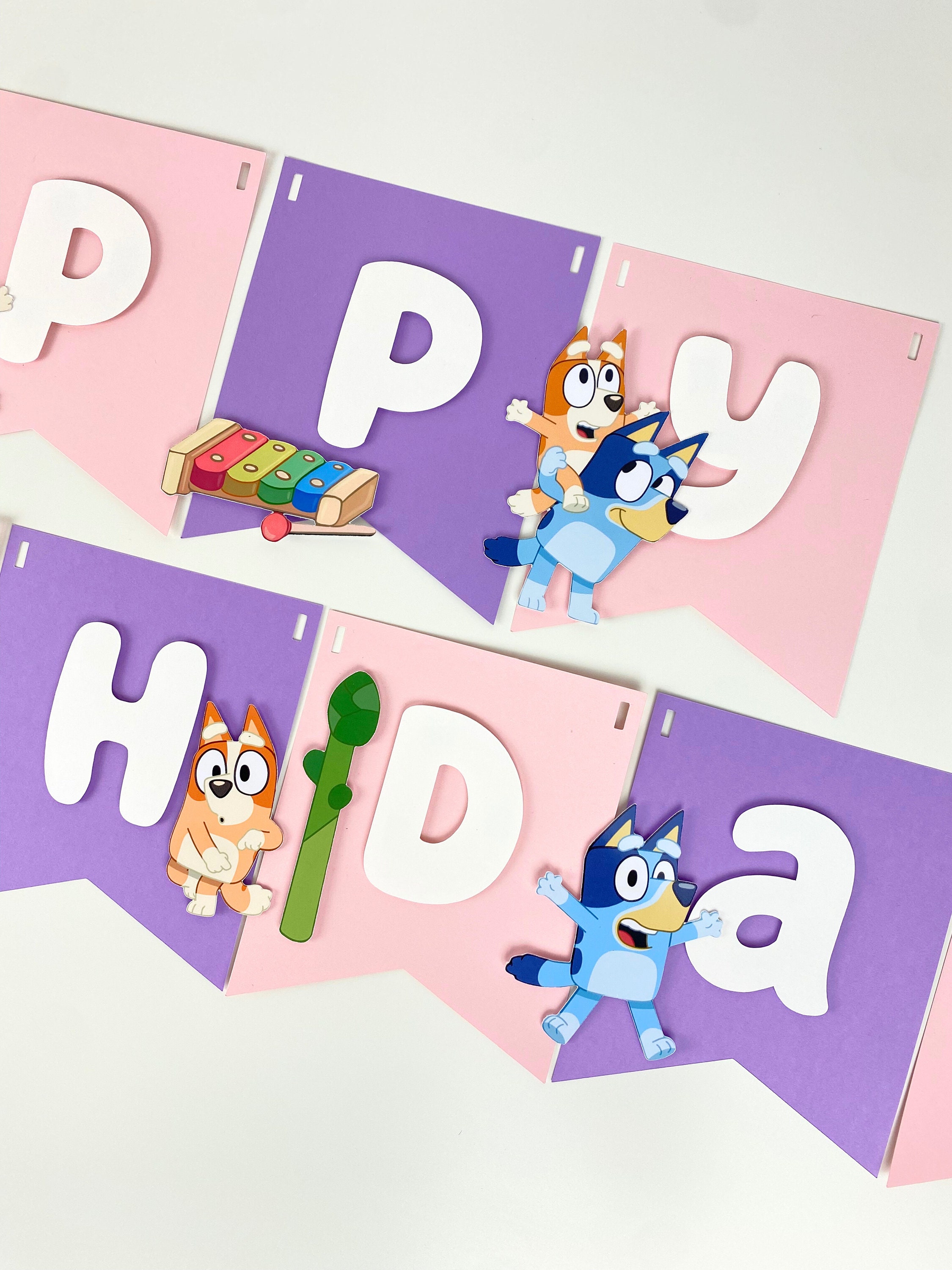Blue Birthday Banner Pink and Violet