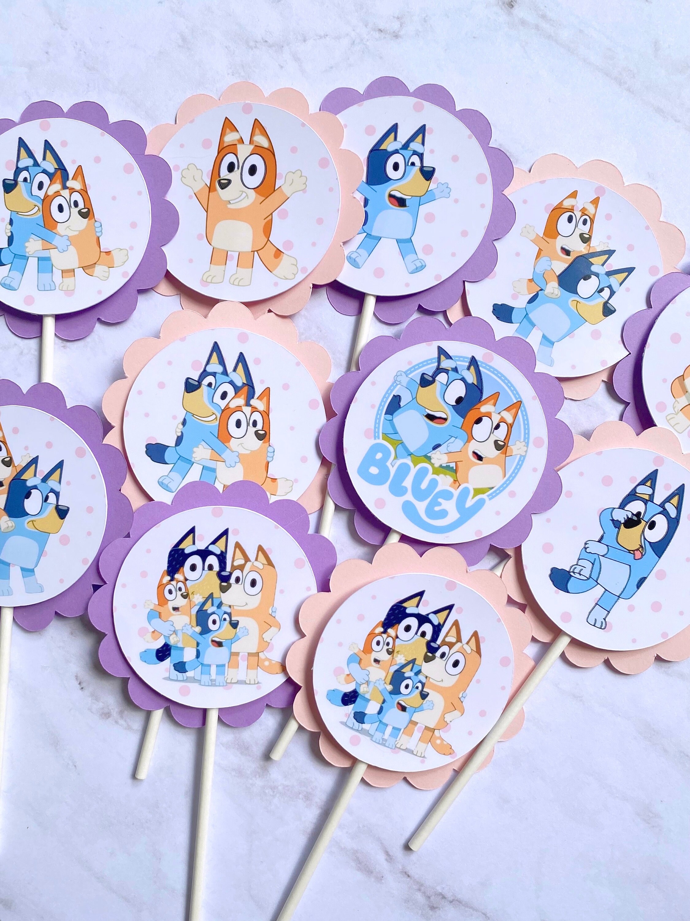 Layered Bluey Cupcake Toppers