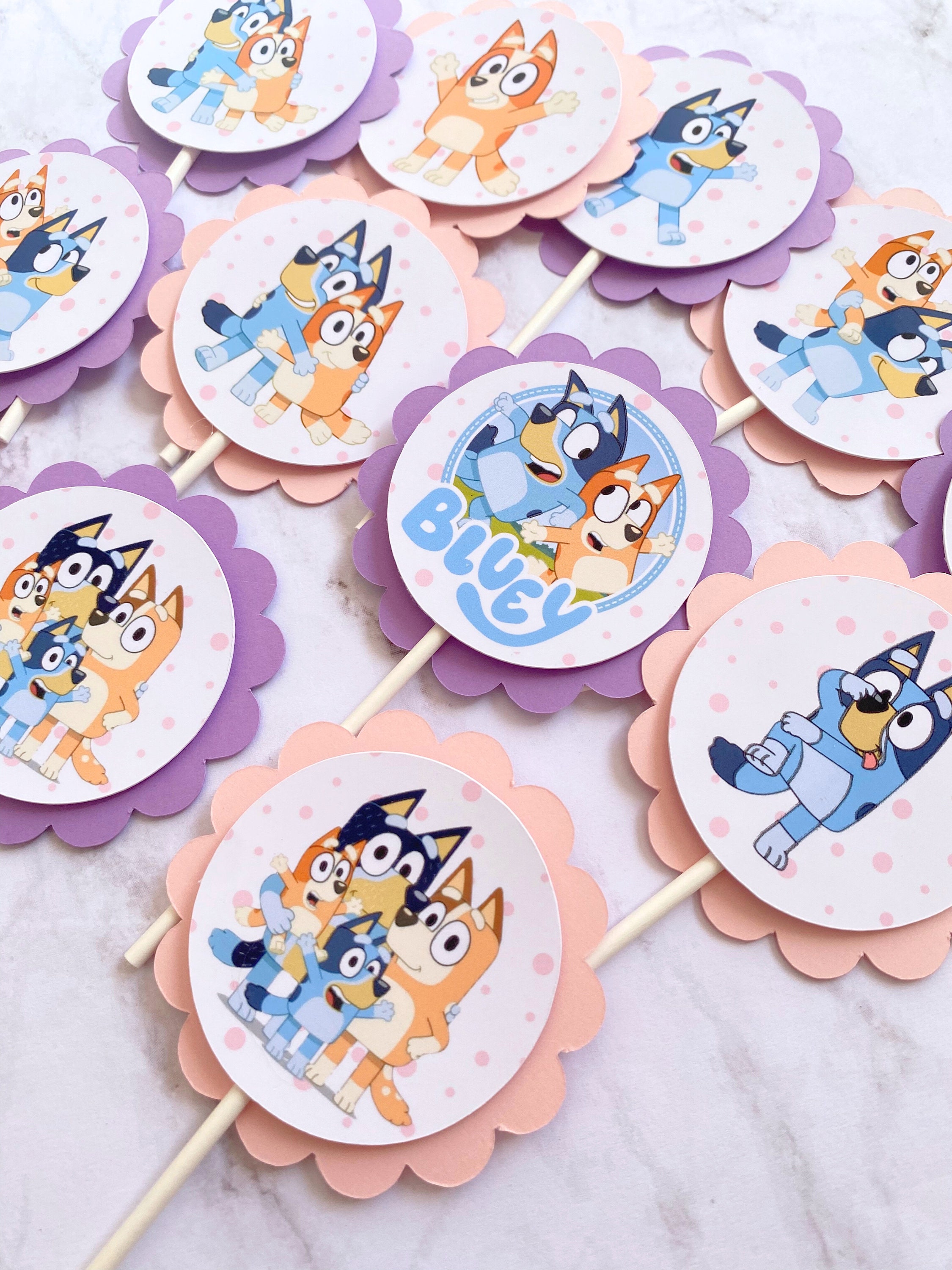 Layered Bluey-Themed Cupcake Toppers