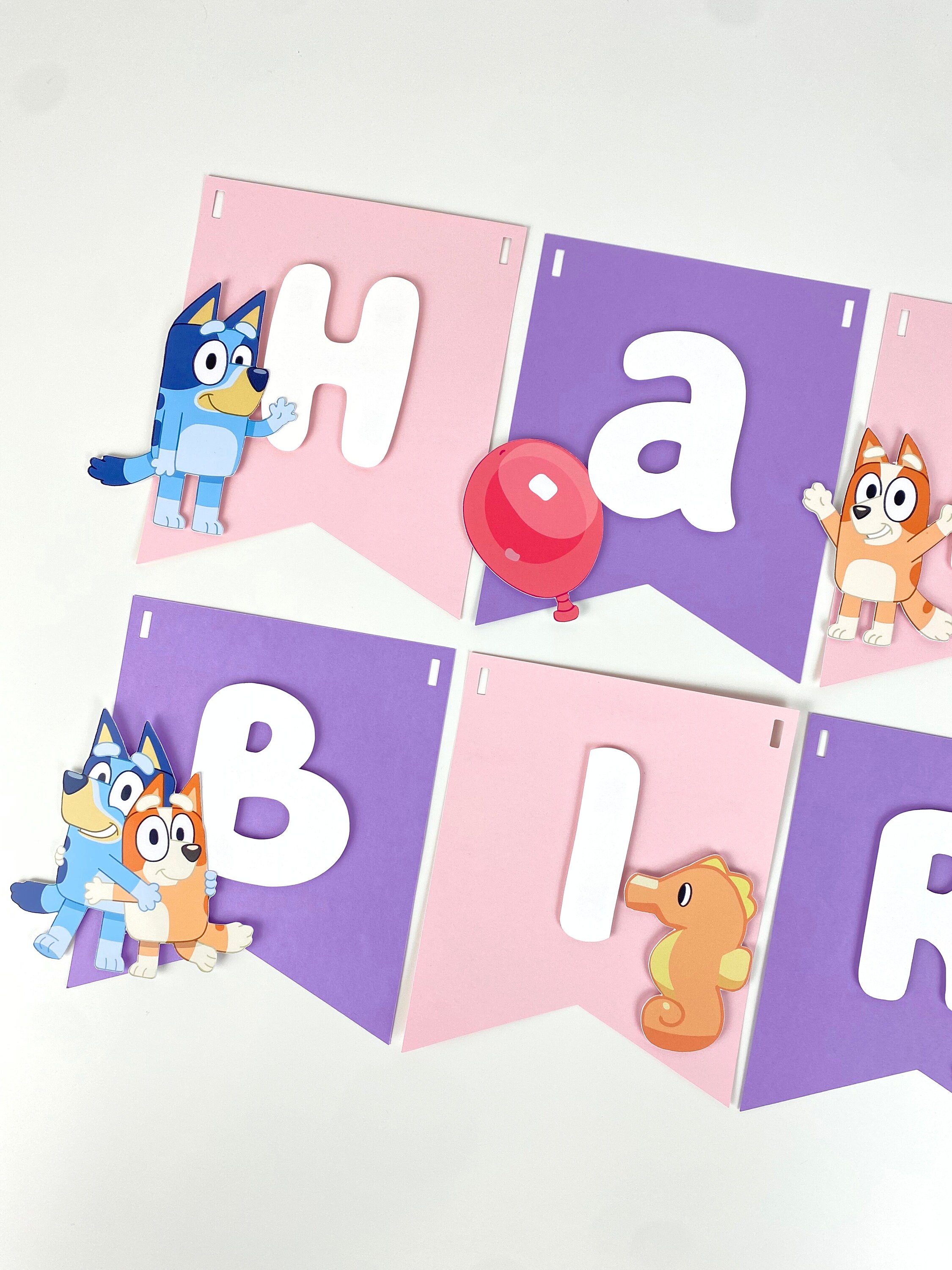 Blue Birthday Banner Pink and Violet