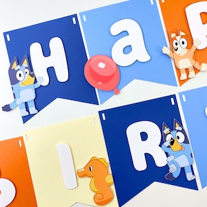 Blue Birthday Banner, Blue Party Decoration, Blue Birthday, Blue Dog Theme Party, Blue First Birthday, Blue Heeler, Blue and Bingo