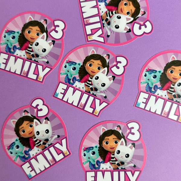 Gabby’s Dollhouse Favor Stickers Set of 12 Glossy Stickers, Dollhouse Party, Gabby’s Dollhouse Thank you Stickers, Dollhouse Custom Stickers