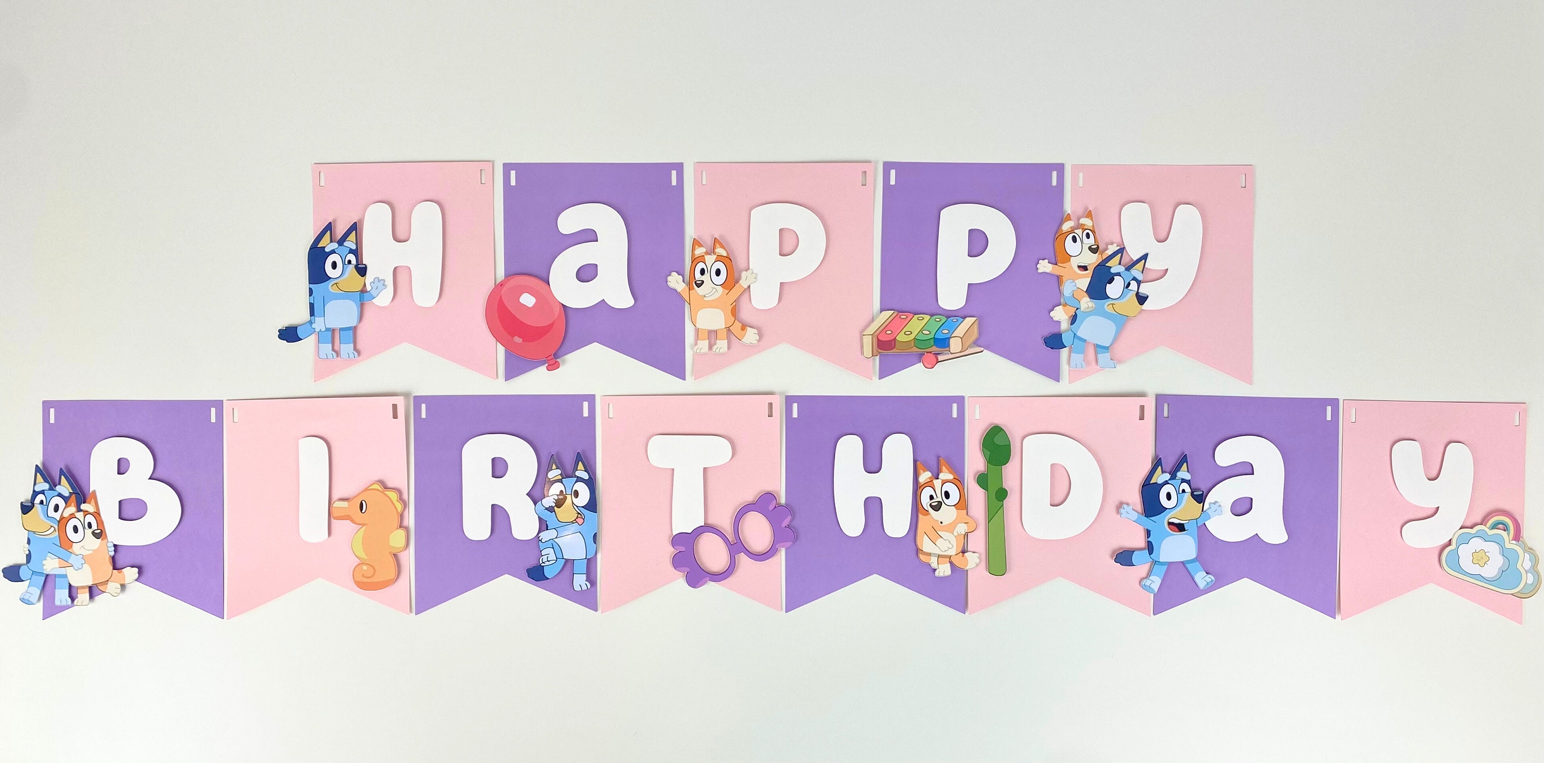 Blue Birthday Banner Pink and Violet