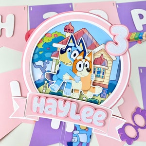 Blue Dog Pink Cake Topper, Pink Cake Topper, Blue Birthday Cake Topper, Blue Party Decoration, Blue Birthday Blue Dog Party, Blue Birthday