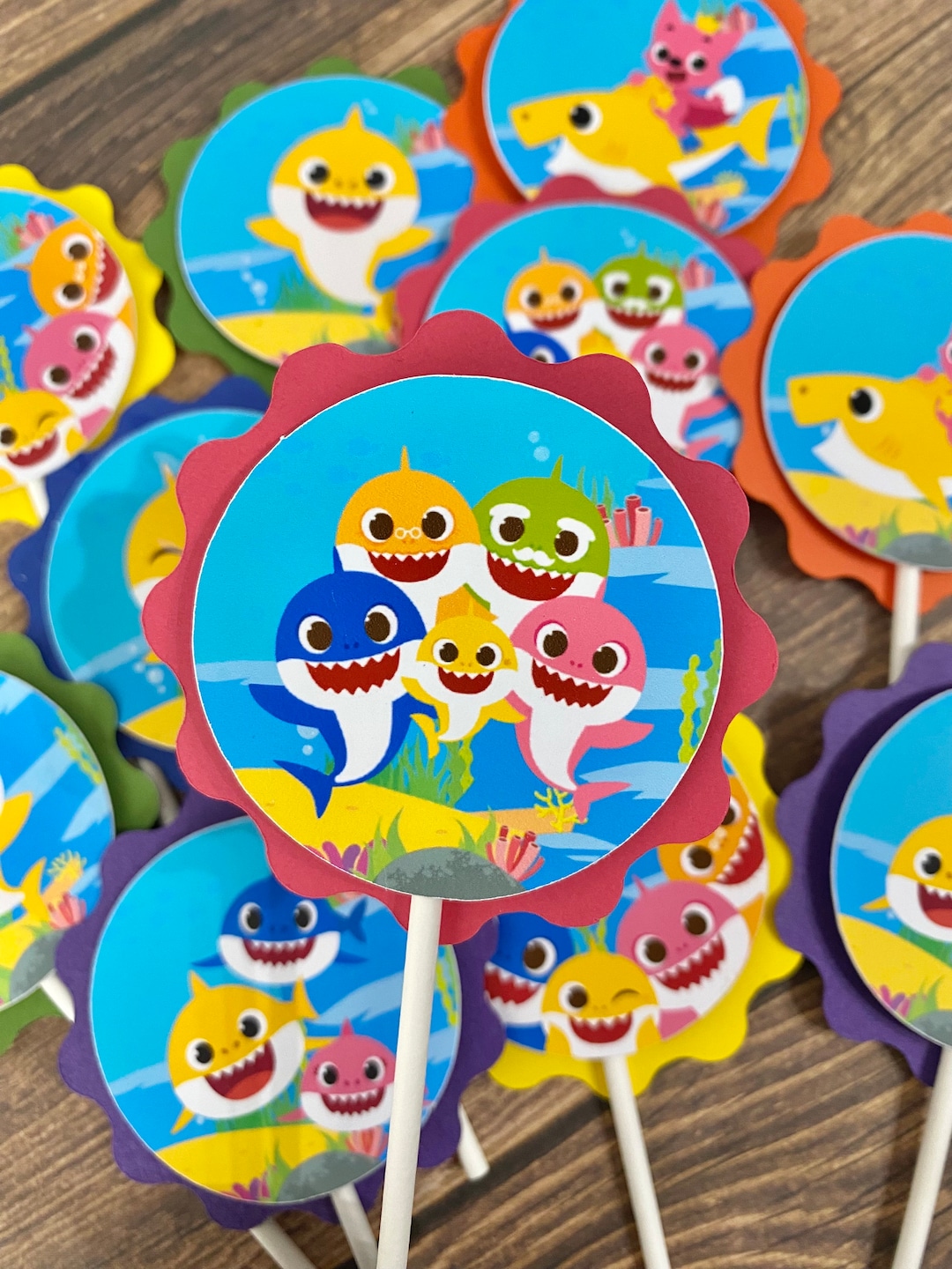 Baby Shark Cupcake Toppers, Baby Shark Party Decoration, Baby Shark