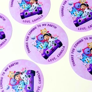 Gabby’s Dollhouse Favor Stickers Set of 12 Glossy Stickers, Dollhouse Party, Gabby’s Dollhouse Thank you Stickers, Dollhouse Custom Stickers