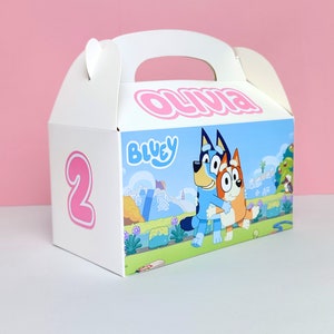 Blue Dog Gable Box, Blue Dog Favor Box, Blue Dog Pink Party Decor, Blue Dog Party Decor, Bluey and Bingo, Personalized Blue Dog Favor Box