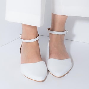 Handmade Leather Wedding Flats: White Bridal Ballet Shoes