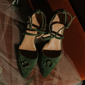 Sage Green velvet wedding shoes, Velvet Heels, Bridal shoes, Green Wedding Heels, Velvet block heel bridal shoe, Block Tall Heels - VELETTA