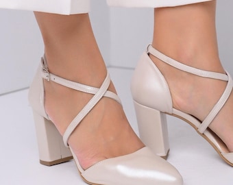 Handmade Ivory Wedding Shoes - Leather Bridal Shoes