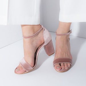 Wedding shoes, Wedding heels, Bridal shoes block heel, Bridesmaids shoes, Wedding Sandals, Bridal Shoes, Velvet Block Heels - VELOUDENIA