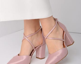 Blush Pink Satin Bridal Shoes: Handmade Wedding Shoes