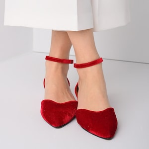 Red Velvet Wedding Flats: Handmade Bridal Shoes