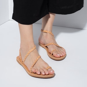 Leather Sandals, Womens leather Sandals, Ancient Greek sandals, Roman sandals, Toe Ring Sandals, Handmade leather sandals - CHRISTINE