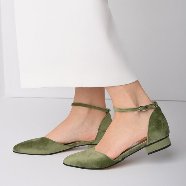 Wedding shoes sage green, Bridal shoes low heel, Bridal shoes flats, Bridesmaids shoes, Shoes for bride - VELVETINA