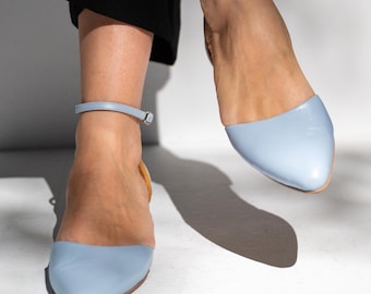 Blue Bridal Flats | Handmade Leather Wedding Shoes