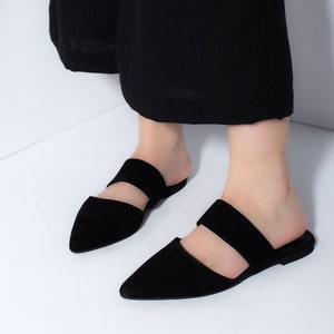 Leather mules, Black women mules, Suede mules, women's mules, leather mules for women, gift for her, Womens gift, "Calliopi"