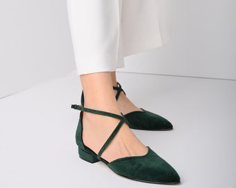 Wedding shoes dark green, Bridal shoes, Shoes for wedding, Velvet shoes green, Bridesmaids shoes, Shoes for bride - VELETTINA