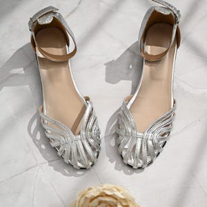 simple evening dresses Floral Suzy Women's Wide Width Low Heel Evening Dress Pumps, Silver main image 1
