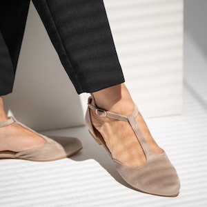 Velvet Retro Style Pointed Toe Mary Jane Flats, Vintage Soft Foldable Strap Mary Janes, Beige Black Sliver Brown White Mary Janes