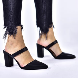 Black Shoes for women, Black Block Heel Sandals, Bridesmaids shoes, Black Wedding Heels, Black Wedding Sandals - Eugenia