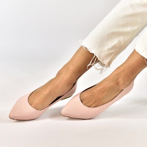 Wedding Shoes for Brides, Pink Wedding Flats, Bridal shoes, Handmade leather shoes, Pink Pointed Toe Flats, Pointy Flat Shoes - Charlotte