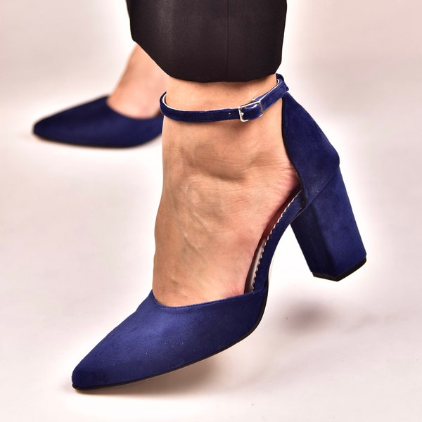 Chaussures de mariage bleu, chaussures de mariée pour mariée, talons de mariage, talons à bout pointu, chaussures de mariée à talons hauts, talons de chaussures de mariage - VELVETO