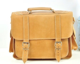 Premium M leather satchel, Messenger bag, Shoulder bag, iPad bag, School bag, Men bag, Cross-body bag, Lawyer bag, Professional bag - PERSA