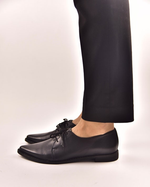 VERKOOP zwarte Oxford vrouw schoenen zwarte leren schoenen leren