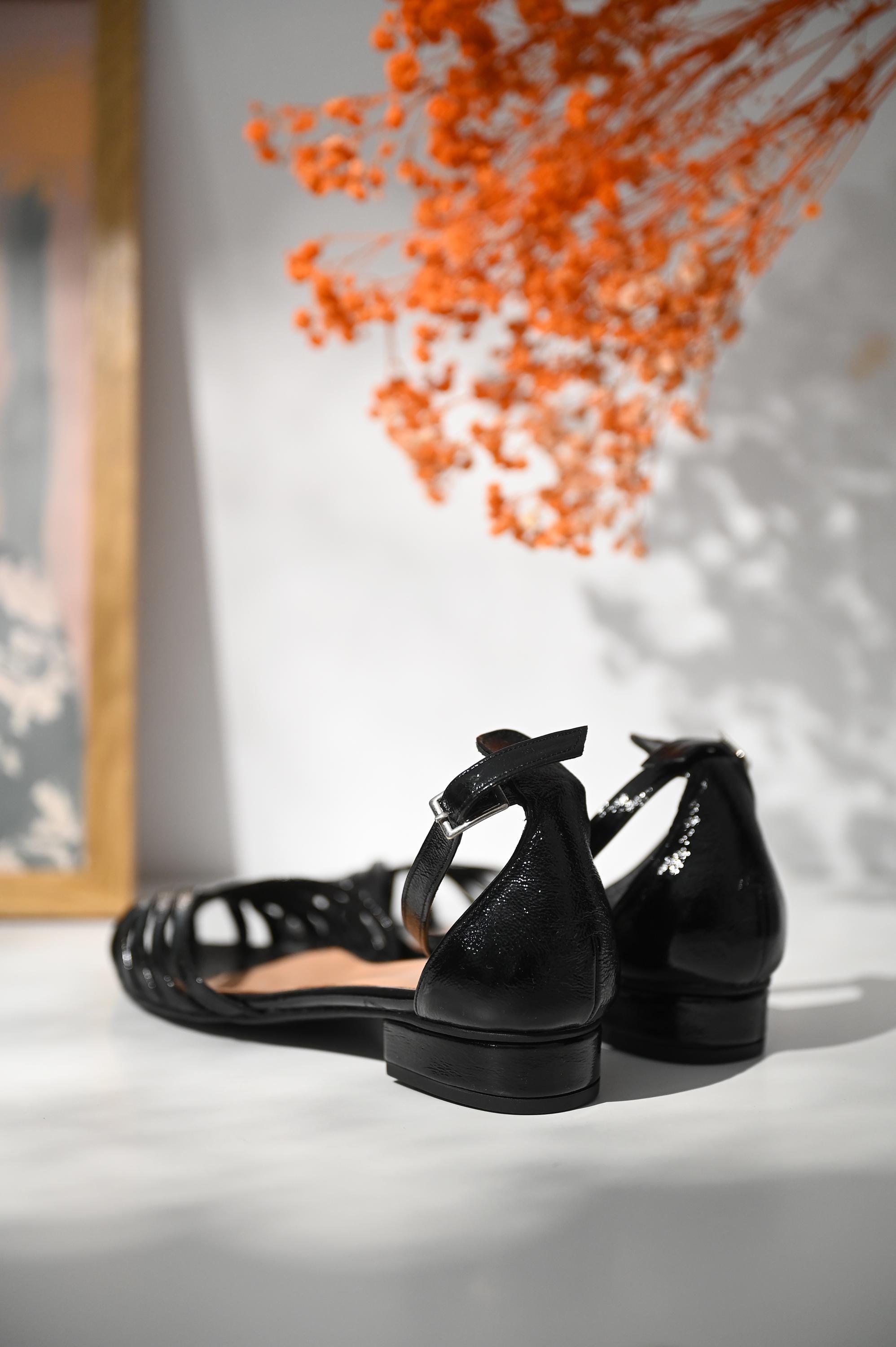 Black Leather Mary Jane Flats – Handmade Vintage Ballet Shoes for Women ...