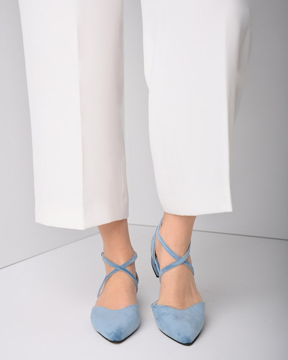 High Heels Blue Velvet Wedding Shoes Blue Velvet Shoes, Light Blue