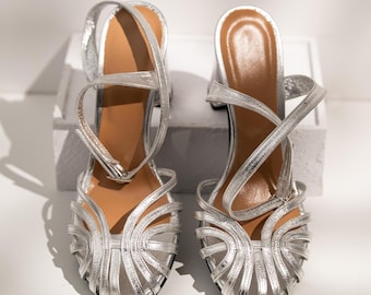 Silver Wedding Shoes for Women, Bridal Shoes, Wedding Shoes, Silver Mary Janes, Evening Shoes