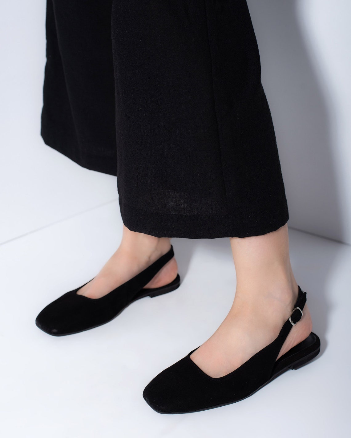 open toe slingback flats