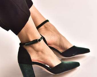 Green Wedding Shoes, Handmade Velvet Bridal Shoes